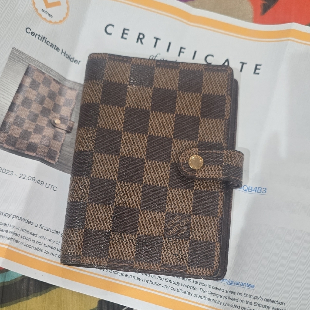Louis Vuitton Brown Checkered Agenda PM With Ruler Used Great Condition